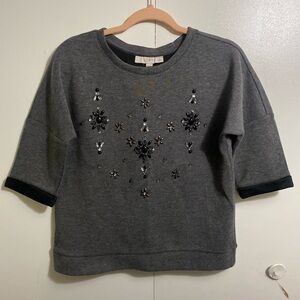 The Loft Petites Gray Embellished Dress Top